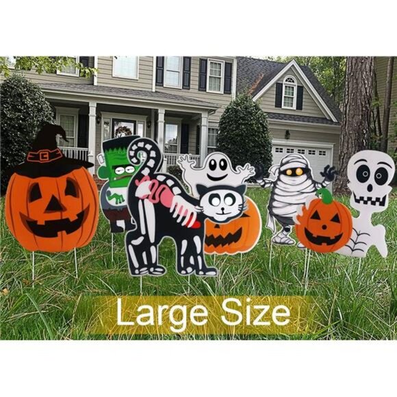 10PCS Yard Signs Halloween Props Pumpkin Ghost Monster Stakes for Decorations - Picture 4 of 7